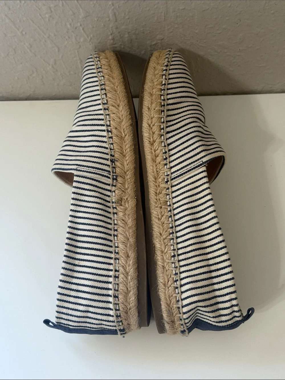 Franco Sarto Dobby Navy Striped Espadrille Slip-On Shoes 6 US 36 EUR Like New!